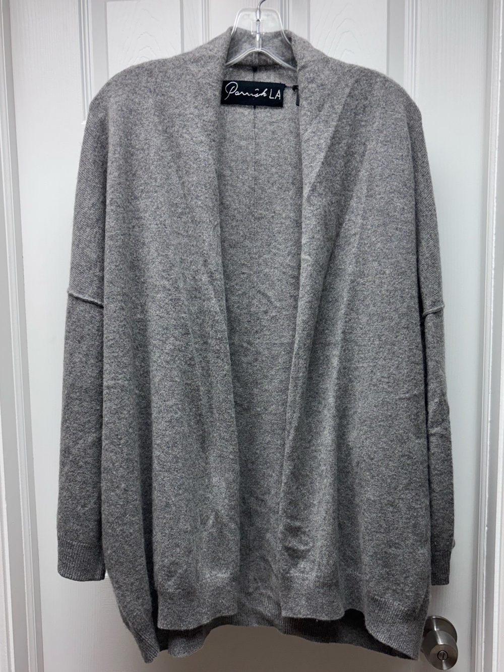 100% Cashmere Gray Open Front Cardigan – Size M – Soft Lightweight Layer